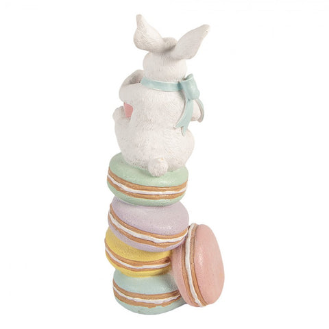 Statuetta decorativa coniglio con macarons – 16x17x37 cm (bianco, plastica) by Clayre & Eef