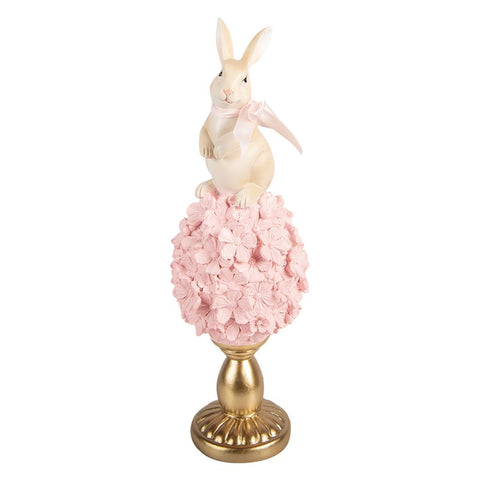 Coniglio decorativo beige su uovo floreale 32 cm Clayre & Eef