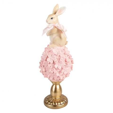 Coniglio decorativo beige su uovo floreale 32 cm Clayre & Eef