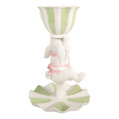 Statuetta decorativa coniglio con tazza – Ø 15x24 cm (bianco, verde, plastica) Clayre & Eef