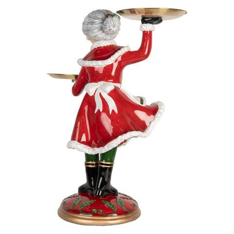 Mamma Natale Statuetta Decorativa Porta Dolci Rosso e Verde - Clayre & Eef 47x32x62 cm