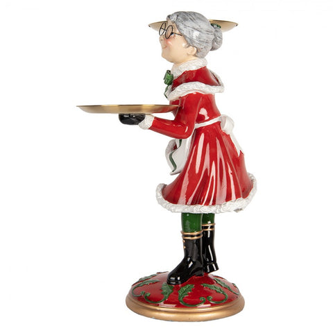 Mamma Natale Statuetta Decorativa Porta Dolci Rosso e Verde - Clayre & Eef 47x32x62 cm