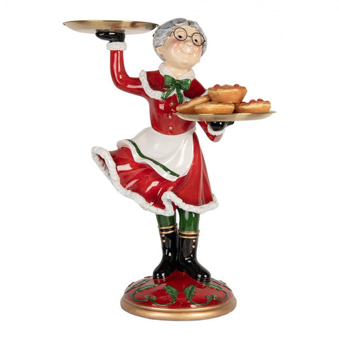 Mamma Natale Statuetta Decorativa Porta Dolci Rosso e Verde - Clayre & Eef 47x32x62 cm