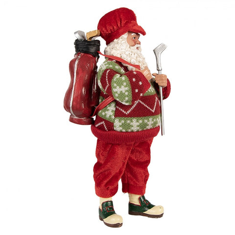 Statuetta Decorativa Babbo Natale Giocatore di Golf - Clayre & Eef, 13x10x28cm