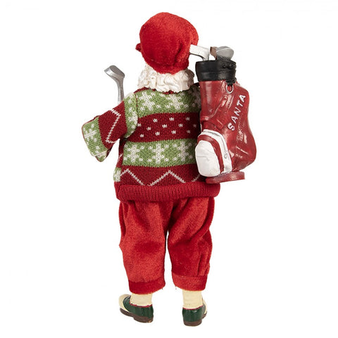 Statuetta Decorativa Babbo Natale Giocatore di Golf - Clayre & Eef, 13x10x28cm