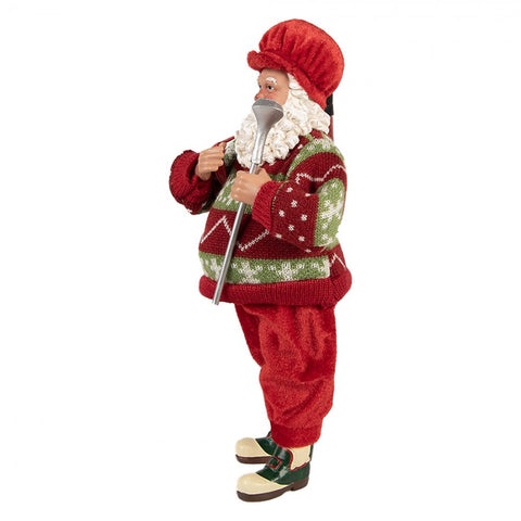 Statuetta Decorativa Babbo Natale Giocatore di Golf - Clayre & Eef, 13x10x28cm