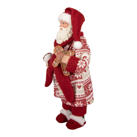 Statuetta Babbo Natale in Vestaglia con Tazza e Pan di Zenzero by Clayre & Eef, 15x11x28 cm