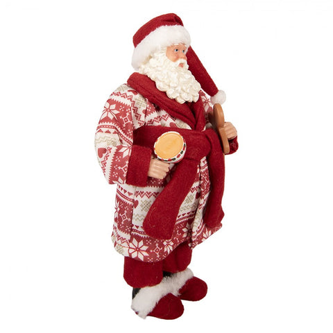 Statuetta Decorativa Babbo Natale in Vestaglia - Clayre & Eef, 15x11x28cm
