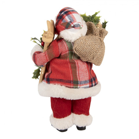 Statuetta Decorativa Babbo Natale Sciatore - Clayre & Eef, 16x13x27cm