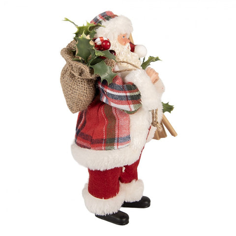 Statuetta Decorativa Babbo Natale Sciatore - Clayre & Eef, 16x13x27cm