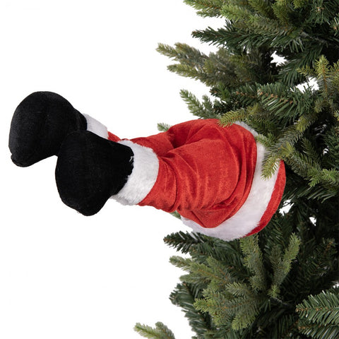 Decorazione Natalizia Gambe Animato di Babbo Natale per Albero - Clayre & Eef, 30x13x54cm