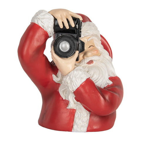 Statuetta Decorativa Babbo Natale Fotografo Busto - Clayre & Eef, 21x17x22 cm