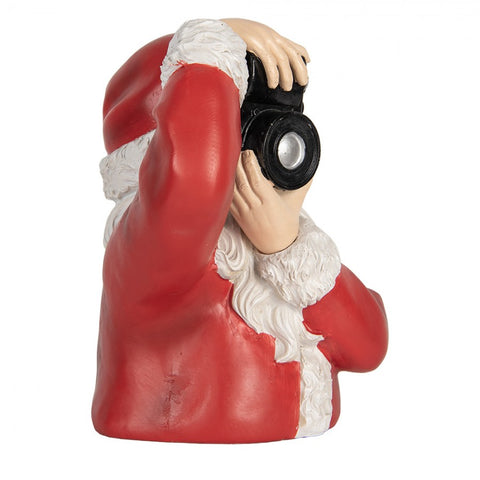 Statuetta Decorativa Babbo Natale Fotografo Busto - Clayre & Eef, 21x17x22 cm