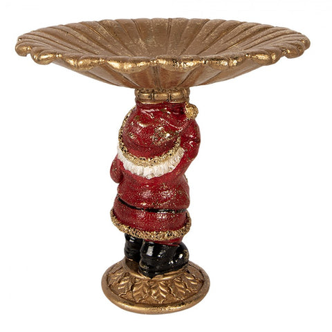 Alzatina Decorativa Natalizia con Babbo Natale - Clayre & Eef, 24x19x24 cm