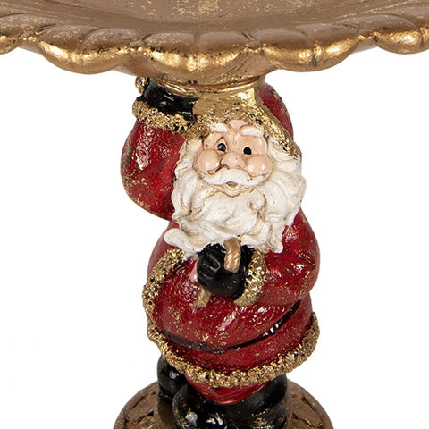 Alzatina Decorativa Natalizia con Babbo Natale - Clayre & Eef, 24x19x24 cm