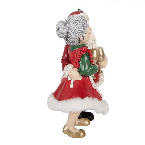 Statuetta Decorativa Natalizia Babbo e Mamma Natale con Calici - Clayre & Eef, 20x12x26 cm