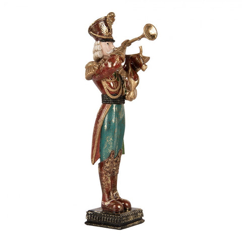 Statuetta Decorativa Natalizia Schiaccianoci Musicista con Tromba - Clayre & Eef, 14x15x40 cm