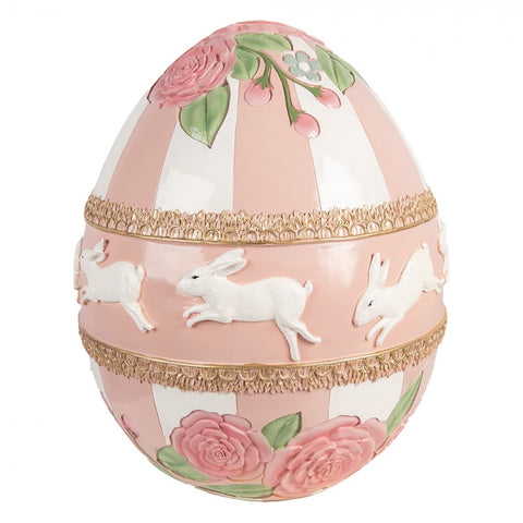 Uovo decorativo rosa con conigli Ø 46 cm Clayre & Eef