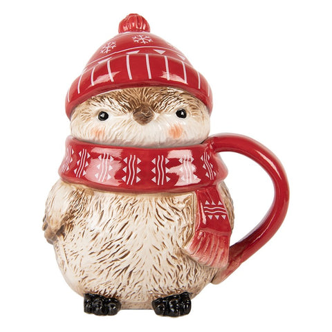 Tazza con Coperchio Uccellino di Natale - Clayre & Eef, 500ml, 15x11x17cm