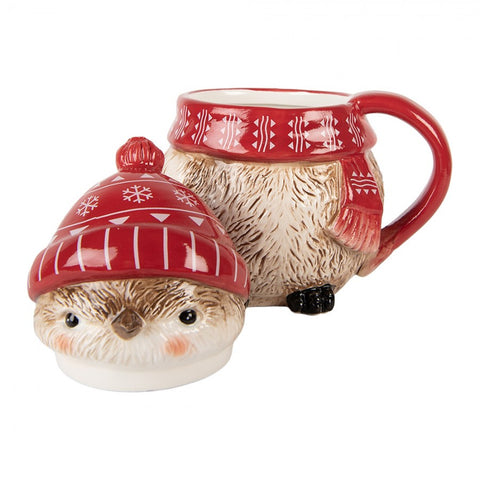 Tazza con Coperchio Uccellino di Natale - Clayre & Eef, 500ml, 15x11x17cm
