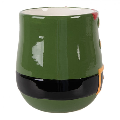 Tazza Elfo di Babbo Natale in Ceramica - Clayre & Eef, 400ml, 13x9x11 cm