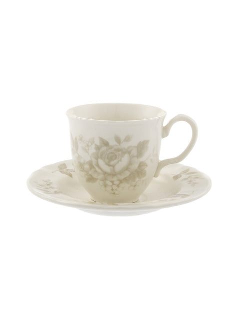 Tazza da Tè con Piattino Splendor Beige in Ceramica by Blanc Mariclò - 200 ml 15.5x8x15.5 cm
