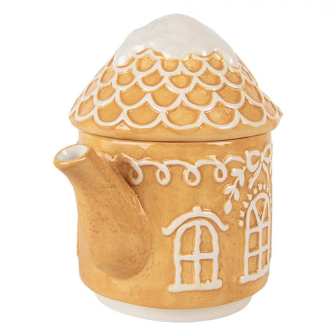 Tea for One Casa di Pan di Zenzero in Ceramica - Clayre & Eef, 550 ml / 450 ml 19x12x23 cm