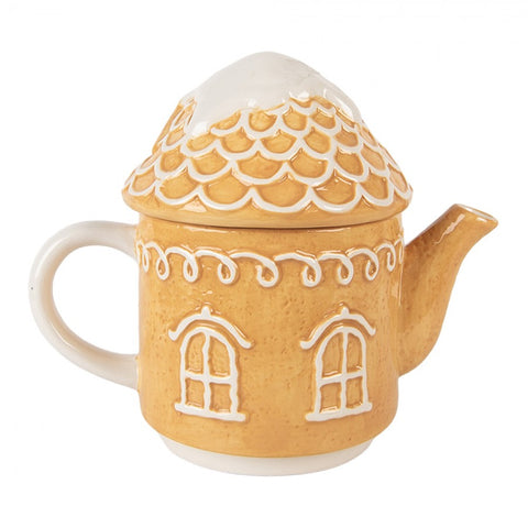 Tea for One Casa di Pan di Zenzero in Ceramica - Clayre & Eef, 550 ml / 450 ml 19x12x23 cm