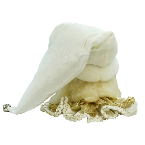 Cabeza de Papá Noel colgante de 61 cm de alto – Decoración navideña blanca y dorada