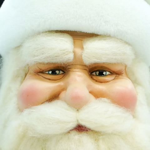 Cabeza de Papá Noel colgante de 61 cm de alto – Decoración navideña blanca y dorada