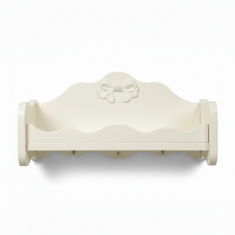 Estante para tarros con lazo en relieve – 52x17x20 cm – Hecho a mano en estilo shabby chic, personalizable