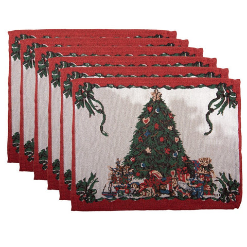 Tovagliette Americani Set di 6 Albero di Natale e Pacchi Regalo Gobelin - 33x45 cm